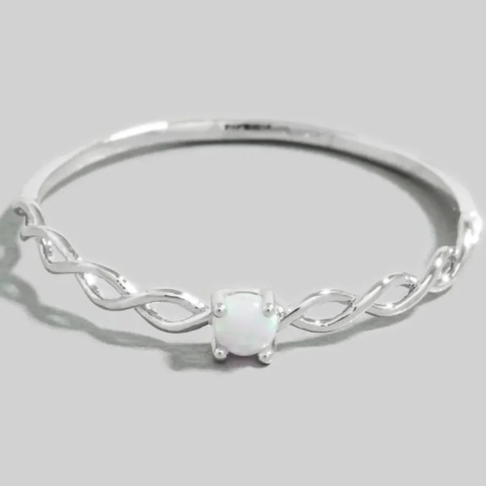 WHITE GOLD DIPPED BRAIDED OPAL RING